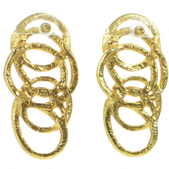 Oscar de La Renta Gold-tone Crystal Drop Earrings - Picture 2 of 5